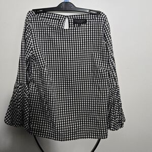 Laundry By Shelli Segal Black and White Gingham Blouse